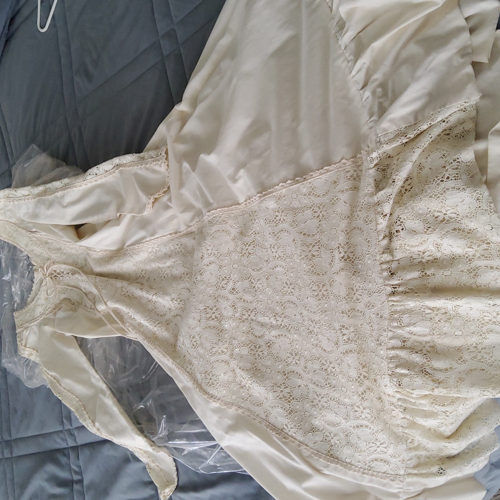 Gunne Sax / Black Label 60s Cream Cotton & Lace Boho Maxi Dress - Picture 16 of 16